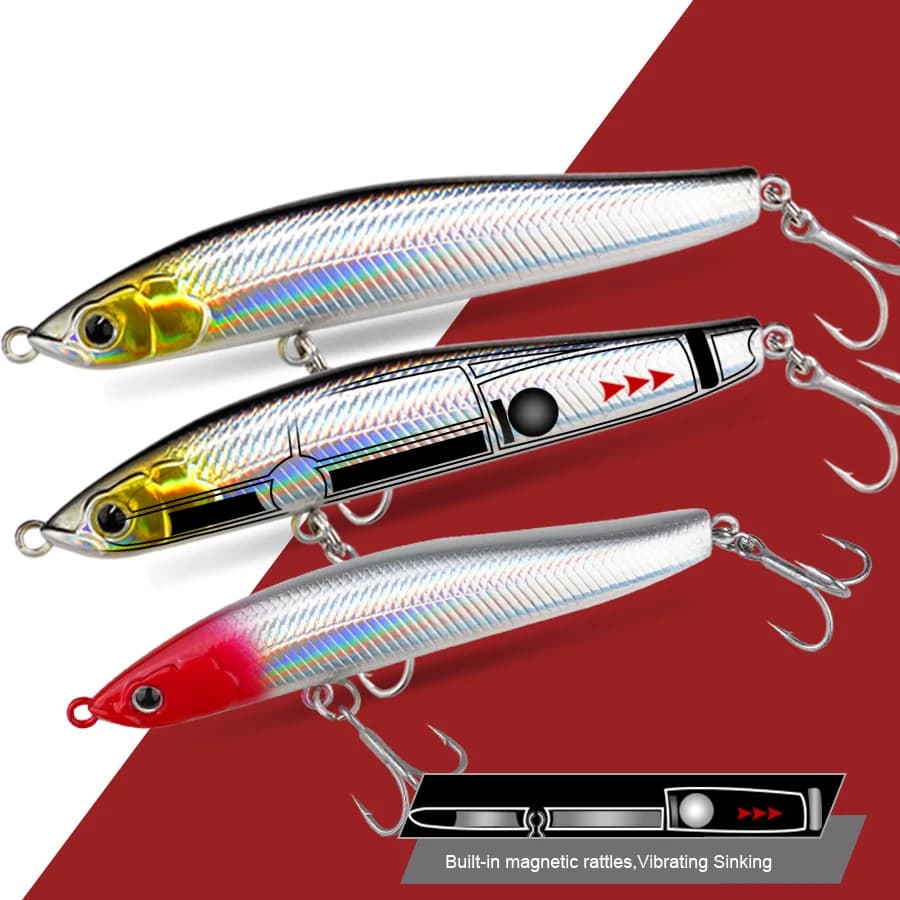 Esca Artificiale Affondante 12g 16g 10cm per Spinning, Swimbait a Forma di Ago, Minnow Vibrante, Wobbler per Acqua Salata, Esca Dura