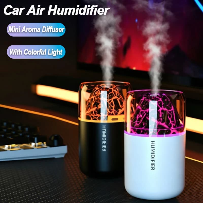 180ML Car Mini Air Humidifier Aroma Diffuser Essential Oil Purifier Aromatherapy with Colorful Light for Car Home Bedroom