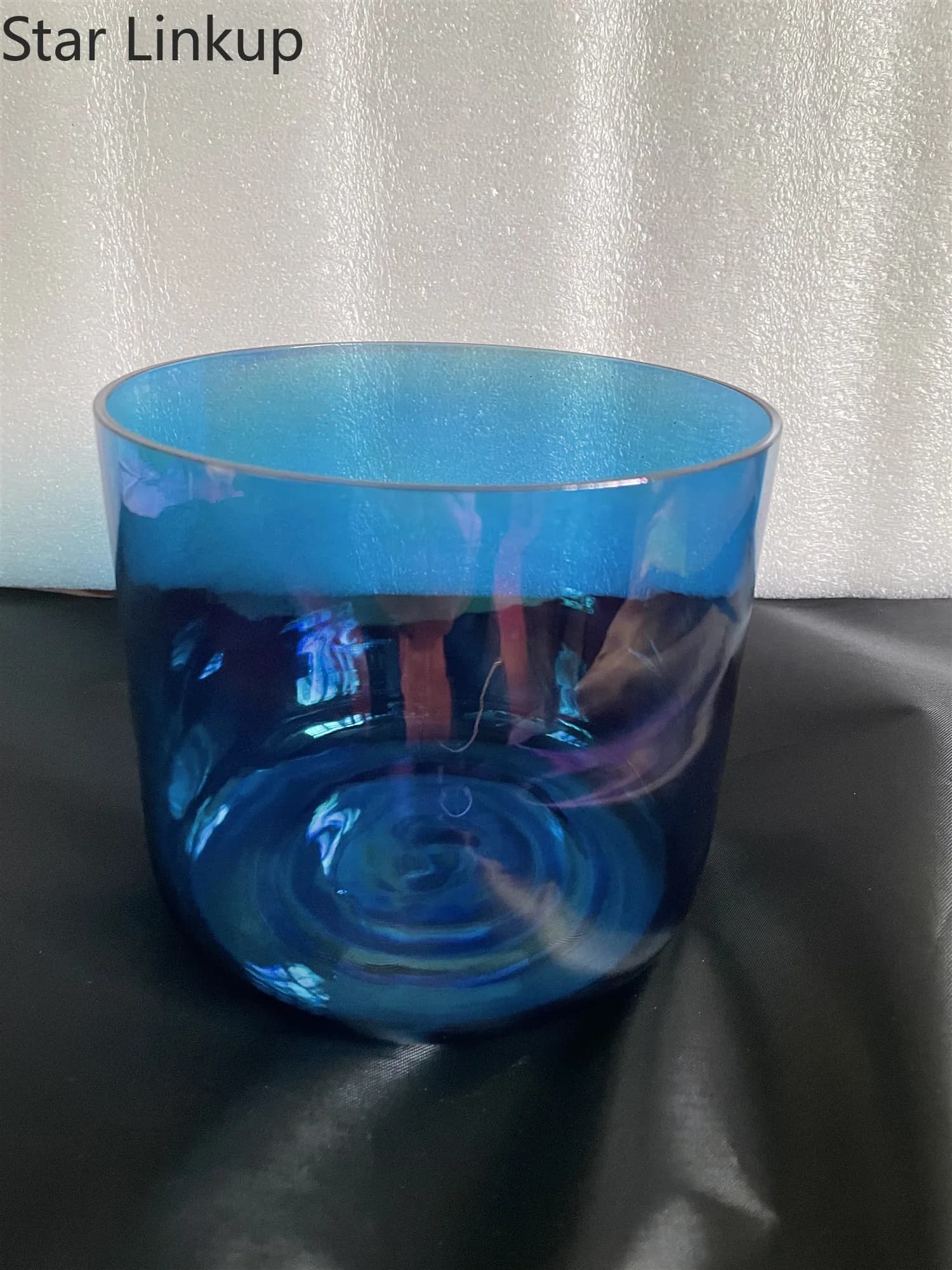 Star Linkup Cosmic blue crystal singing bowl straight wall/ flat bottom 7" 432Hz random note perfect pitch for sound healing.