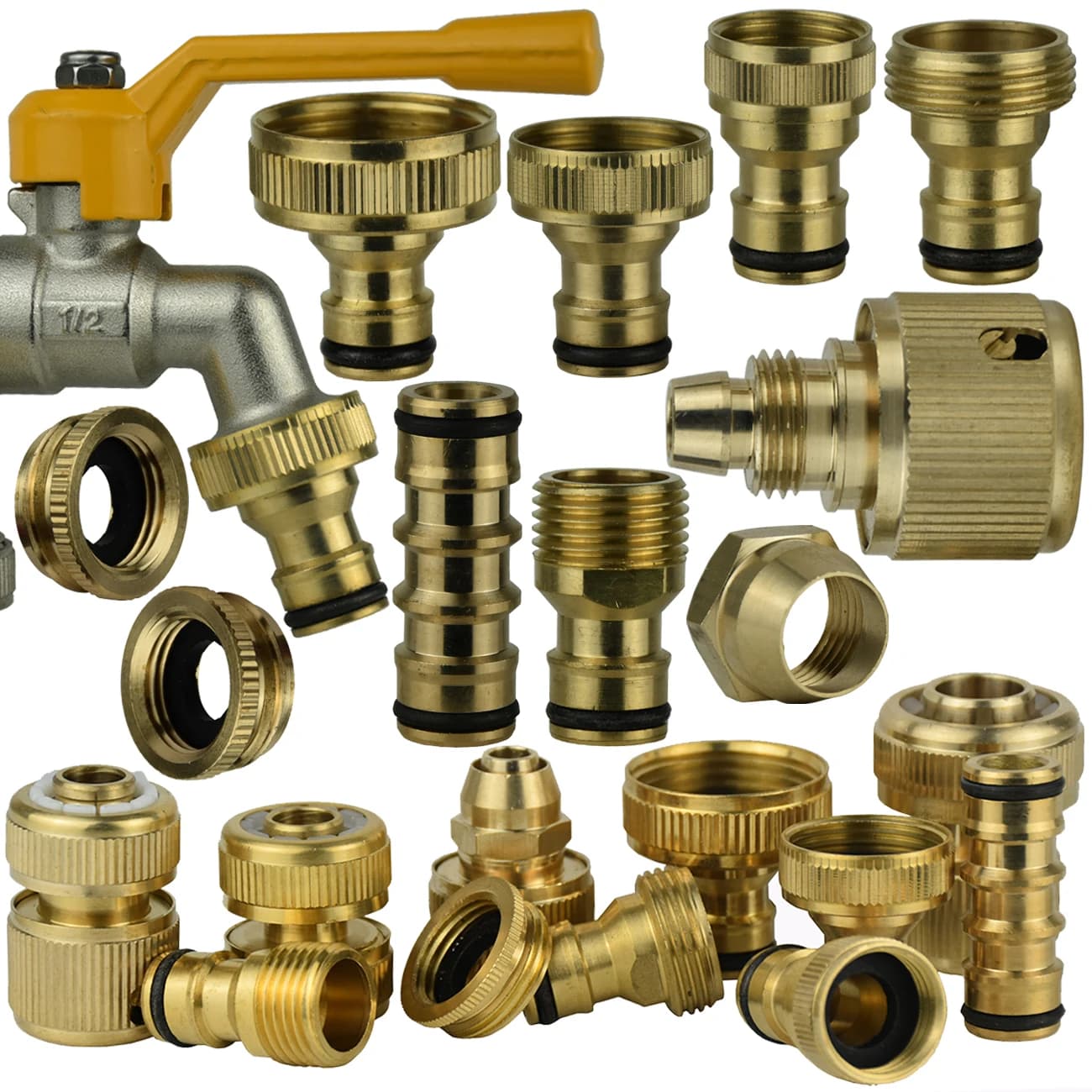 Brass Faucet Quick Connector 1/2 '' 3/4 '' 1 '' Garden Pipe Coupling 16mm 20mm Adapter for Pipe Repair Irrigation Gun Fittings Tool