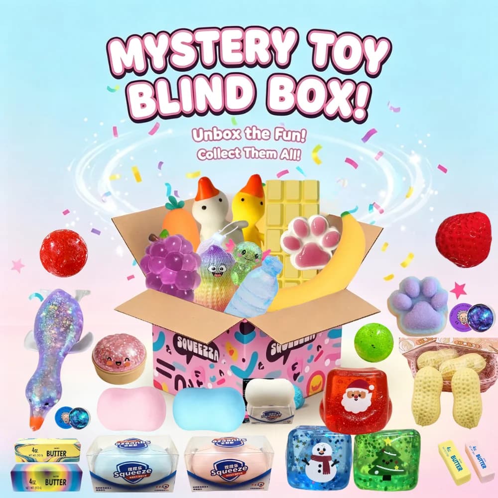 2026 Hot Cute Block & Ocean Squishy Blind Box, Random Surprise Squeeze Toys, 1Pcs Guaranteed Lucky Stress Relief Fidget Toy Set.