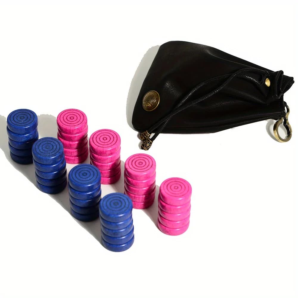Dama Game Set con 40 pezzi di dama con motivo a filo circolare bicolore rosso e blu in materiale turchese