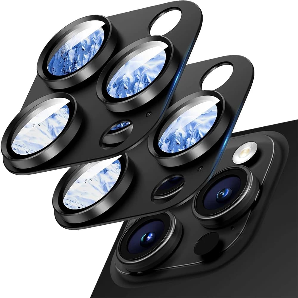 2PCS Nero Titanio Obiettivo Della Fotocamera Della Copertura Della Protezione per iPhone 16 Pro Max 15 Plus 14 13 Mini 16Pro Protezione Flim Accessori Del Telefono