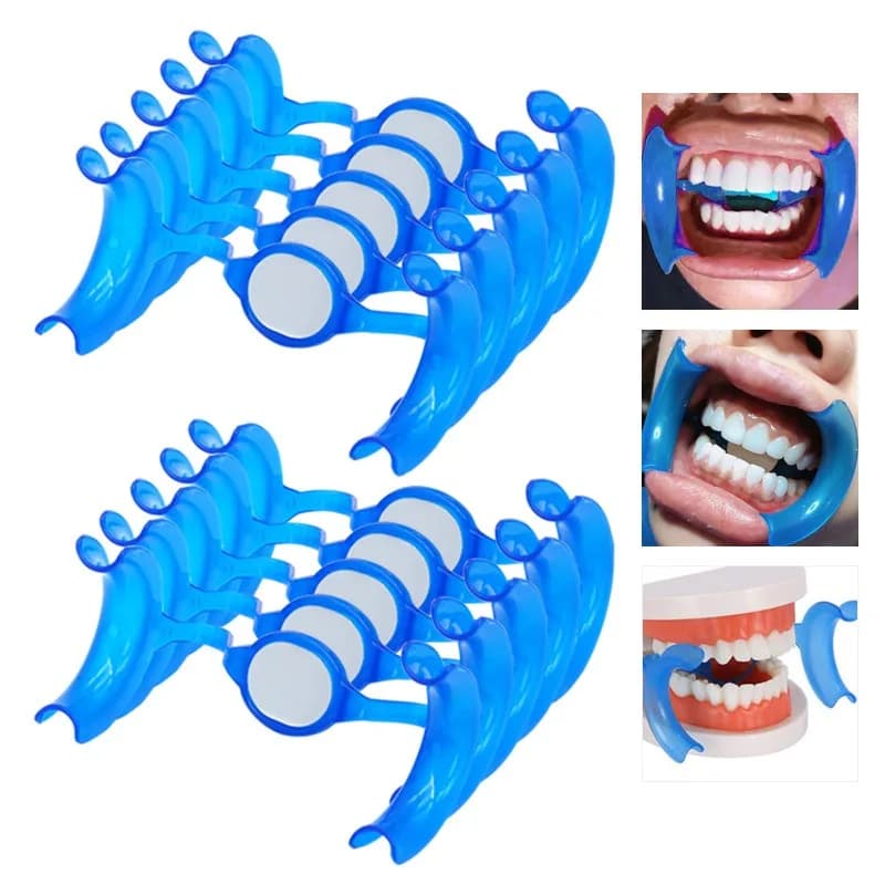 50 Pz Dentale Whitening Of The Tooth Divator Glove M Intraorale Lip Opener Orthodontic Tooths Mouth Open Transparent White Blue