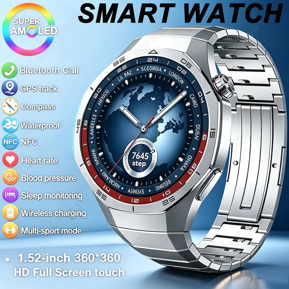 2026 New Smart Watch Bluetooth Calling Fitness Tracking Music Playback Health Monitor Smartwatch for Men Women Double strapHW12