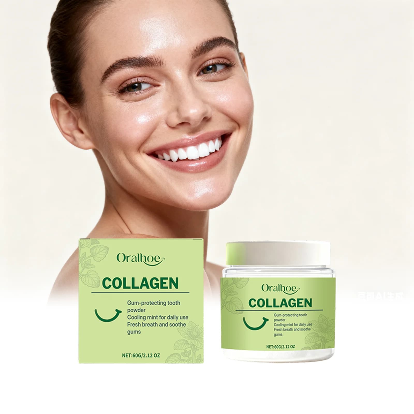 Collagen Tooth Whitening Powder Illuminates Yellow Tooth Spot Removal Skin Care of the gums Strengthens breath Whitening powder for clean tartar teeth