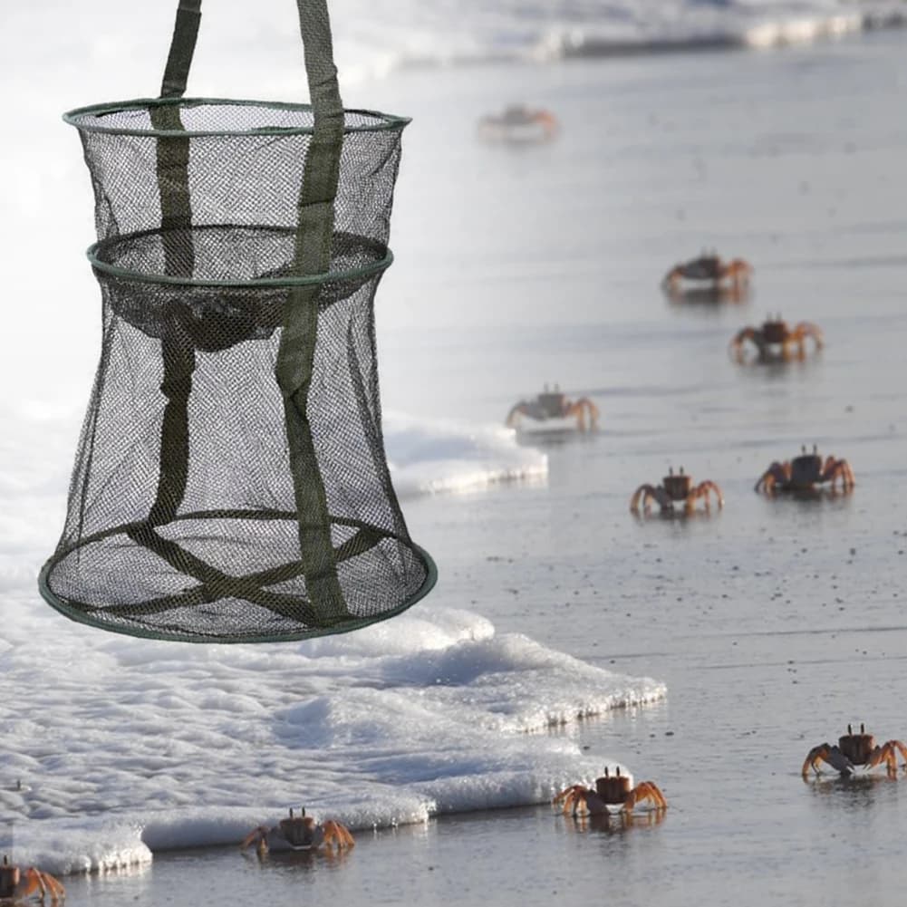 Mesh Fishing Cage Portable Fishing Net Round Folding Fish Net Foldable Landing Net Fishing Net for Crab Fish