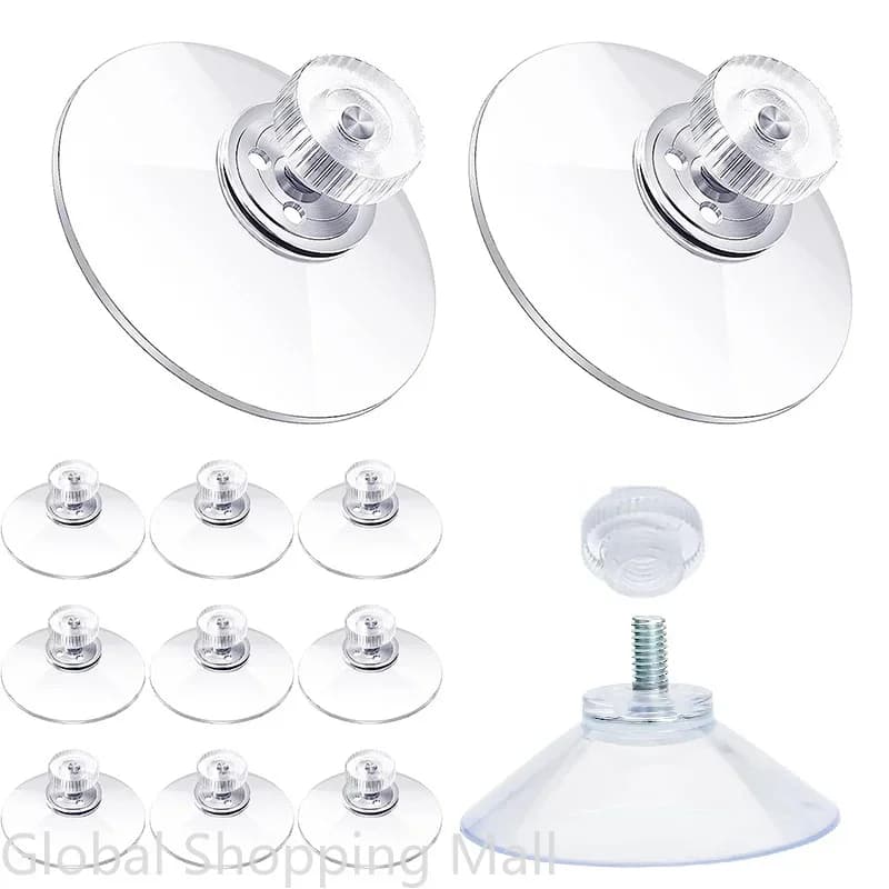 5/10 Pezzi Ganci a Ventosa con Vite e Dado 25/32/41/53mm, Supporti Adesivi Trasparenti a Forte Suzione per Vetro e Porte del Bagno