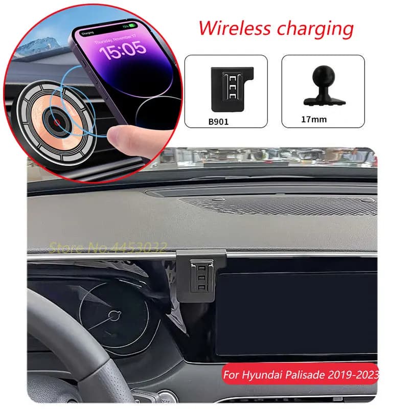 Per Hyundai Palisade 2019-2023 15W Caricatore Wireless per Auto Supporto per Telefono Base Staffa Magnetica Accessori di Ricarica Veloce