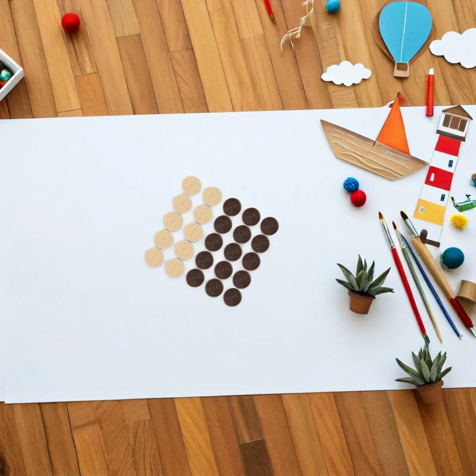 Set di 48 Pezzi per Backgammon, Dadi in Legno Rotondi Impilabili, Accessori per Giochi da Tavolo