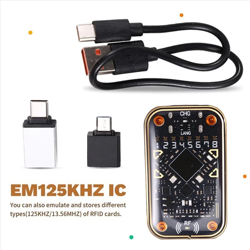 Emulatore lettore di chip intelligente RFID A25P Chameleon Ultra V2.0 + 2XCUID Portachiavi/Scheda UID 125Khz 13,56Mhz Decodifica scheda Duplicatore NFC