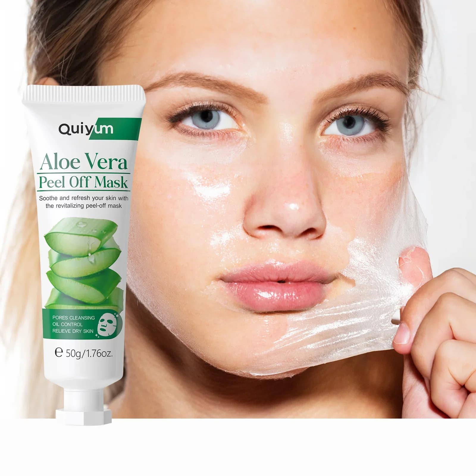 QUIYUM Viso Cura Della Pelle Maschera Per Il Viso 50g Aloe Vera Collagene Peel Off Maschera Idratante Pulizia Profonda Controllo Dell'olio Idratante