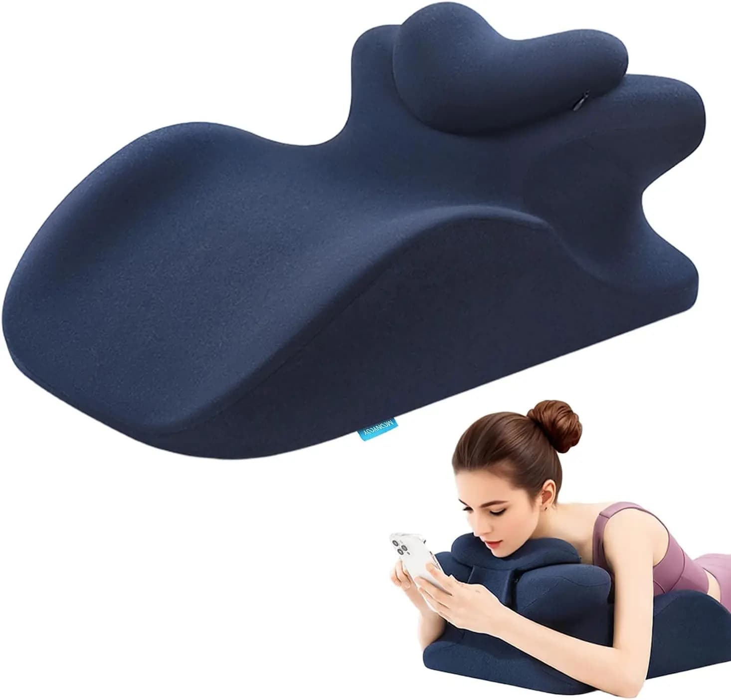 Cuscino Ergonomico in Memory Foam per Dormire e Leggere, Sollievo dal Dolore alla Schiena, Supporto per Reflusso Acido con Fodera Rimovibile