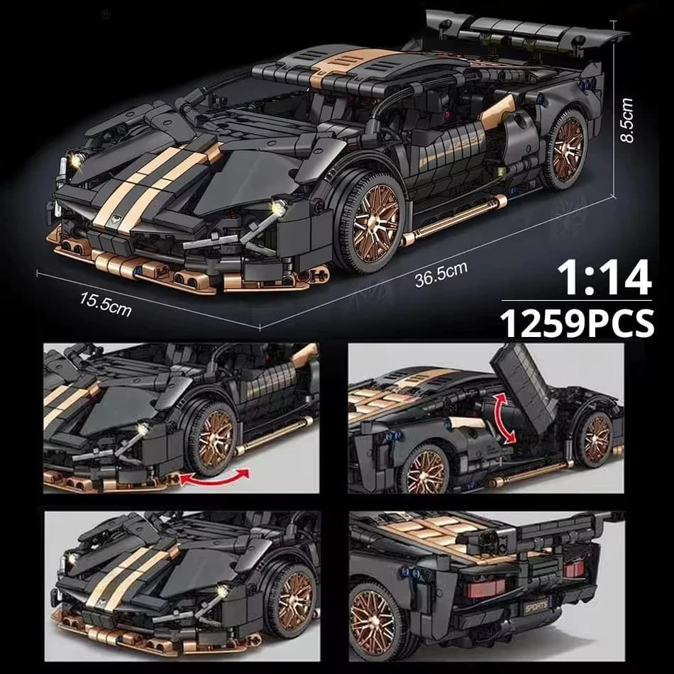 67129 Auto MOC 1280 pezzi Blocchi di costruzione Auto e giocattolo da costruzione Auto da collezione per adulti Set per costruire modello di auto sportiva in scala 1:14