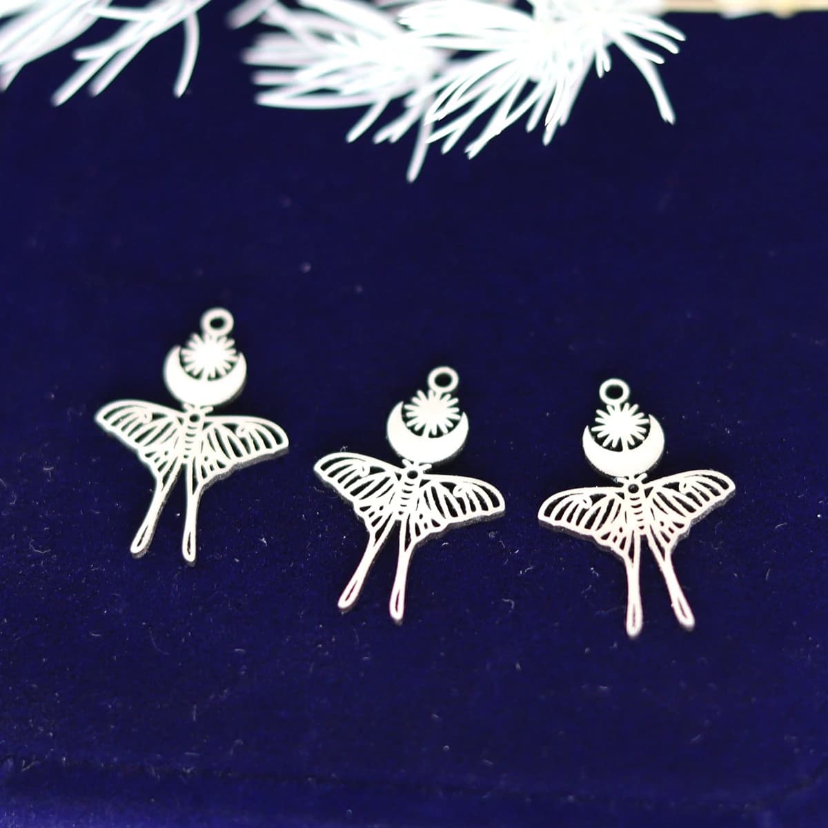 3pcs Wholesale Star Moon Butterfly Charms For Jewelry Making Stainless Steel Women Necklaces Earrings DIY Pendants Accessories