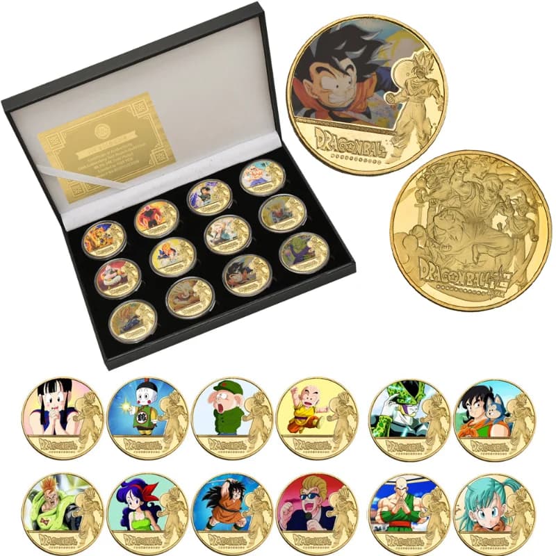 Dragon Ball Moneta d'oro placcata in oro Son Goku Vegeta Monete commemorative Bambini Collezione di periferiche anime classiche Giocattolo souvenir