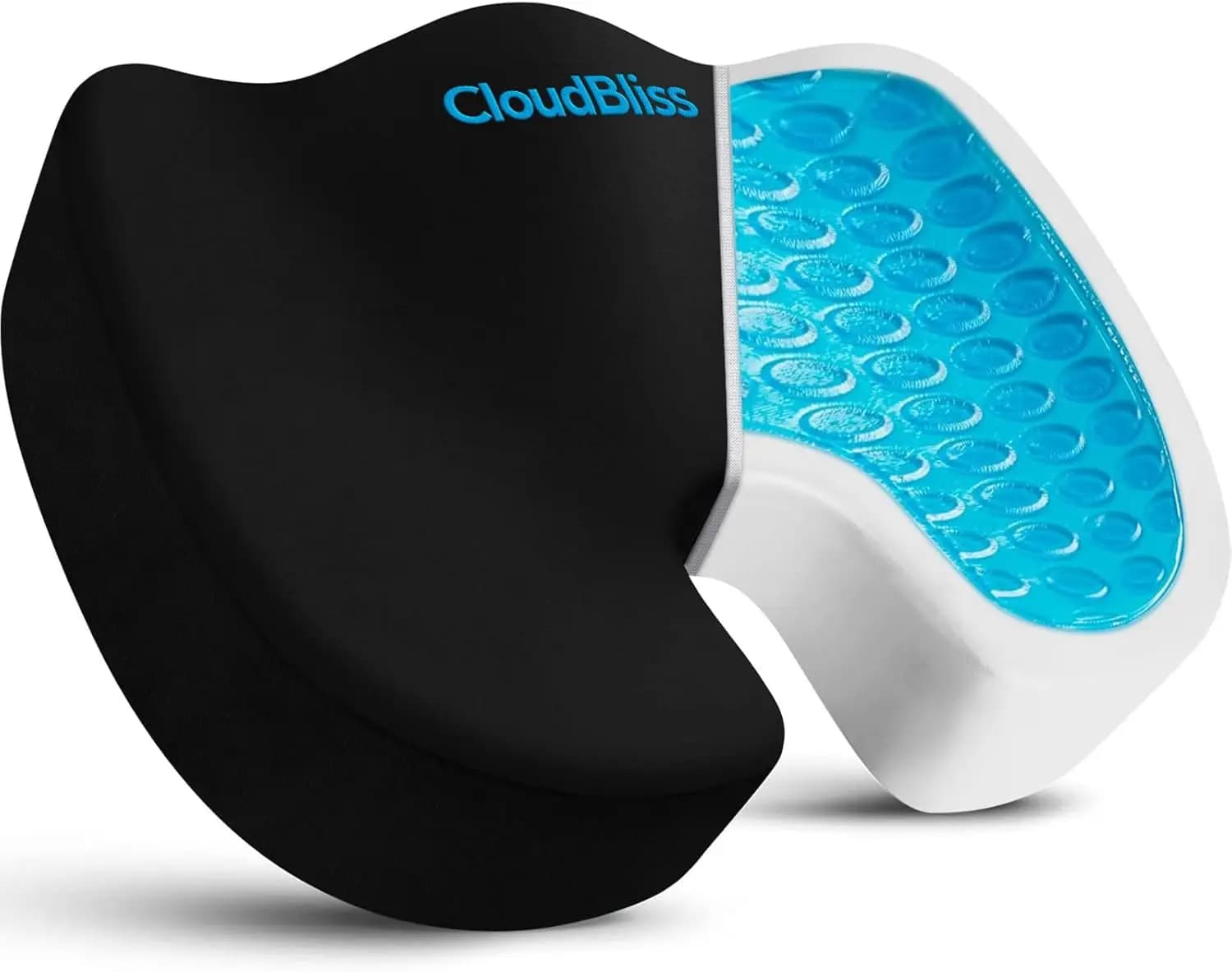 Cuscino in Gel Rinfrescante - Supporto Ergonomico in Memory Foam per Ufficio, Auto, Aereo, Extra Large Nero