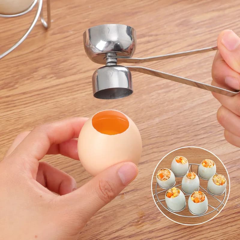 Forbici per uova in acciaio inossidabile 304 Apri guscio d'uovo Doppia testa Uovo sode in metallo Gadget creativi Accessori da cucina Strumenti