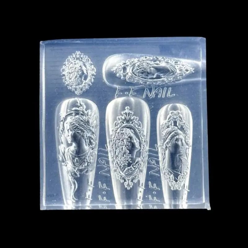 Stampi in silicone per unghie Cornice per foto Avatar in stile europeo Stampo 3D Modello per manicure con fiocco fai-da-te Strumento per la decorazione di nail art