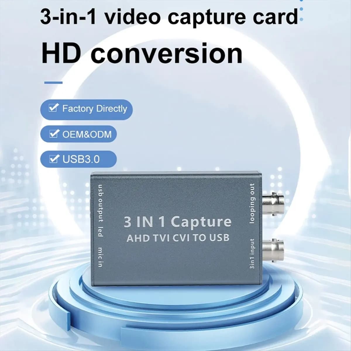 Scheda di acquisizione video AABFK AHD Scheda video TVI CVI a USB 3.0 1080P 60fps Scatola di registrazione video per streaming live Scheda video TVI CVI