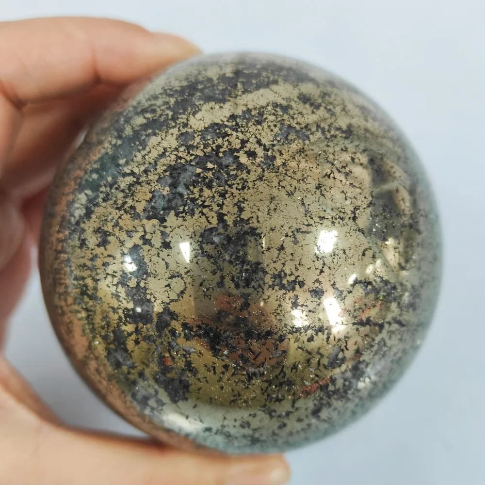 Sfera di cristallo pirite da 1 pezzo, decorazione unica con sfera di cristallo con texture e lucentezza metallica, perfetta per i regali di Natale e del Ringraziamento