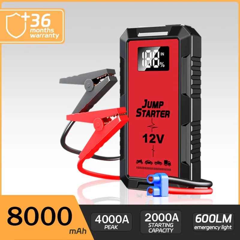 Avviatore di emergenza Batteria Power Bank Caricatore portatile 8000mAh Power Bank Batteria per auto portatile 4000A Batteria per auto Avviatore Accessorio per auto