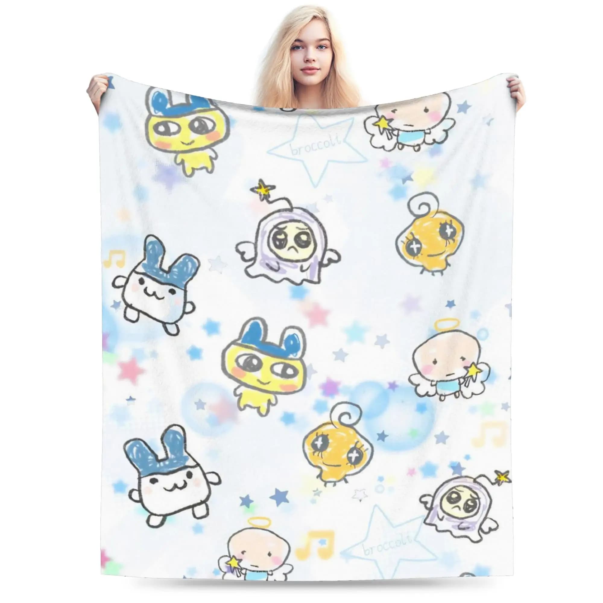 Tamagotchis Mametchi Flannel Blanket Spring Soft Bedding Throws for Girls Boys Couch Chair Print Bedspread Sofa Bed Cover