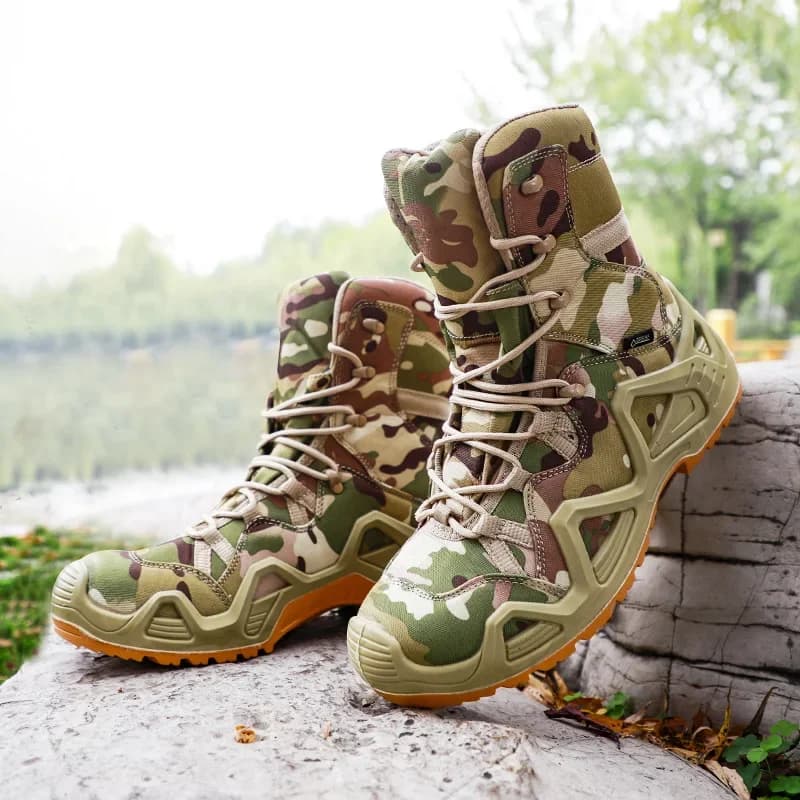 Stivali da uomo Camoflage Mid Cut Taglia 39-46 Scarpe da trekking da combattimento tattiche Scarpe invernali calde impermeabili Stivaletti