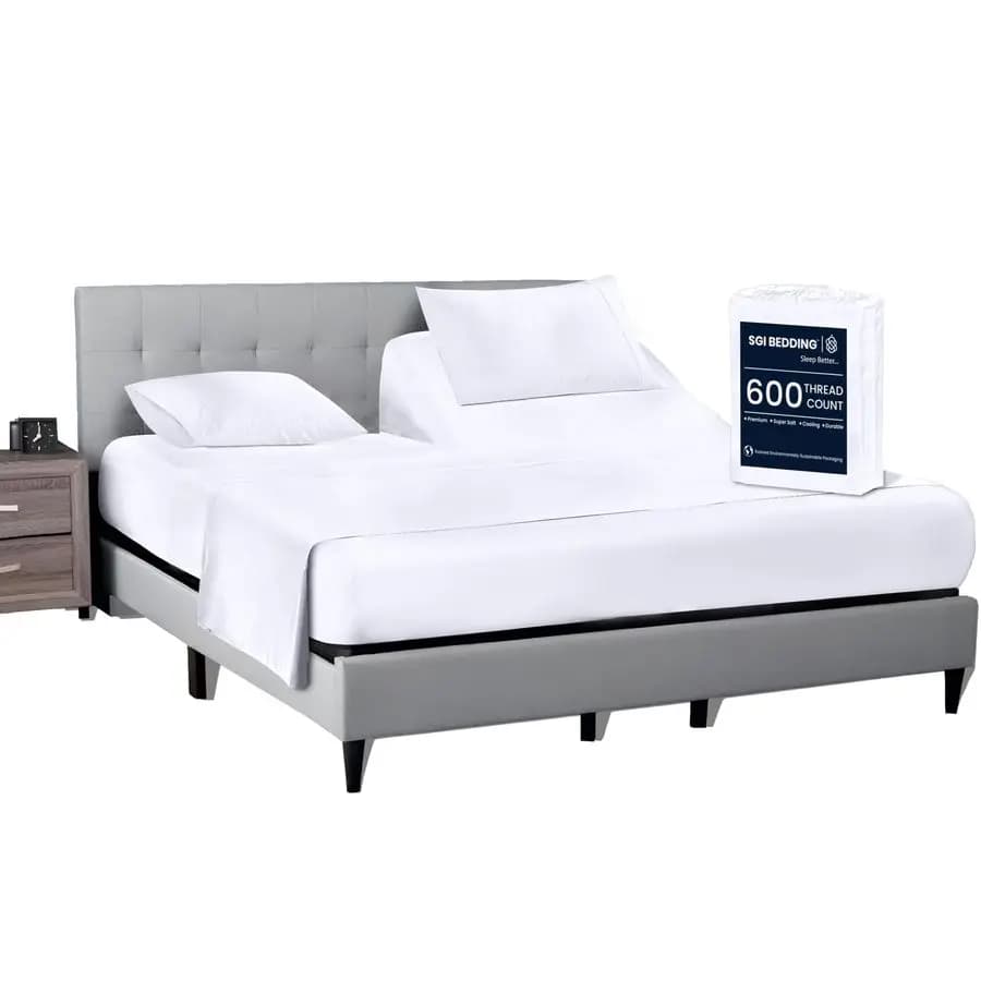Set of Queen Split Top Flex Head Sheet in Egyptian Cotton 100% 600 Fili, Flexible Superior Bed Sheet, Set of 4 Pieces