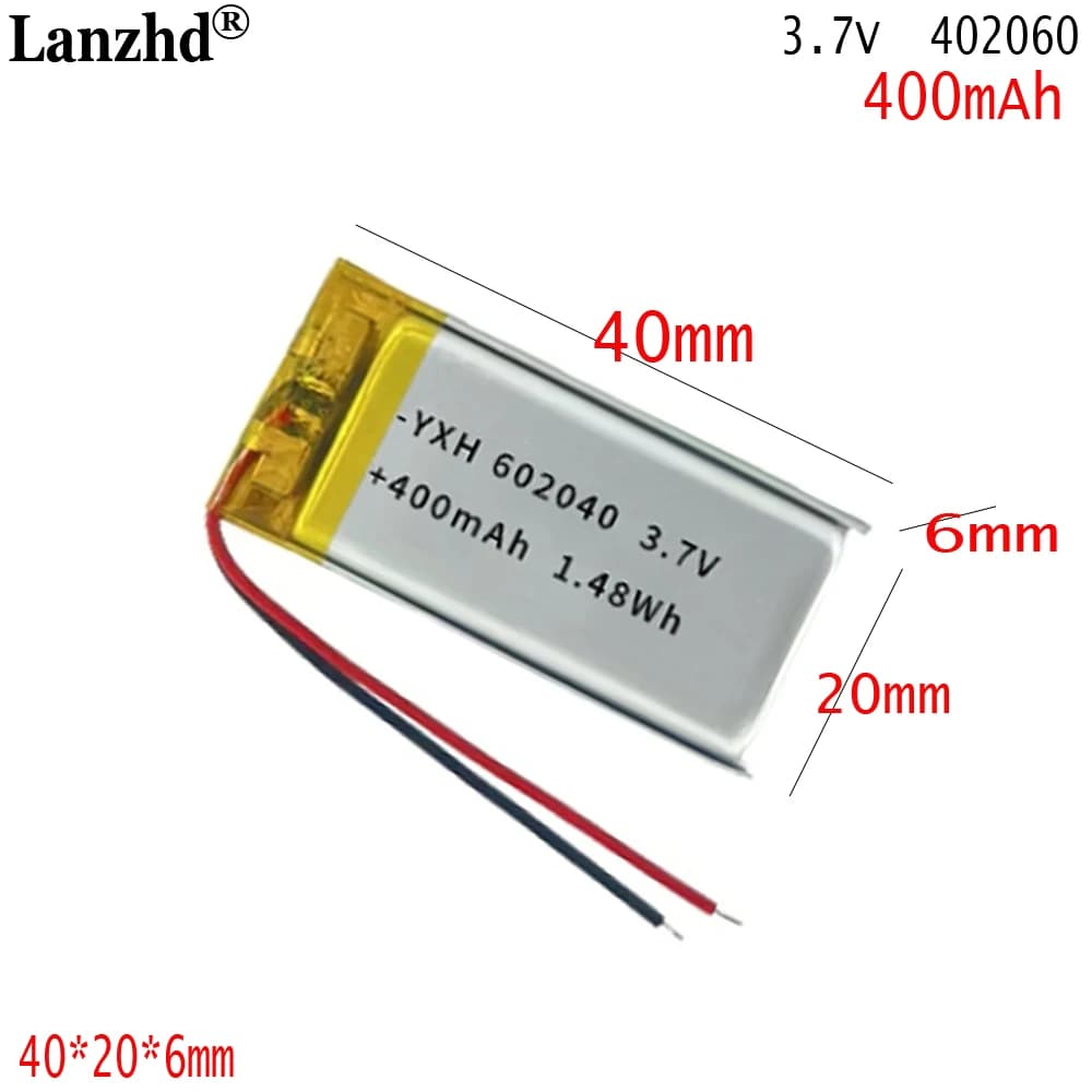 Batteria ai polimeri da 3,7 V Per la macchina per l'educazione precoce Navigatore GPS Altoparlante Bluetooth Batteria integrata 602040 400 mAh