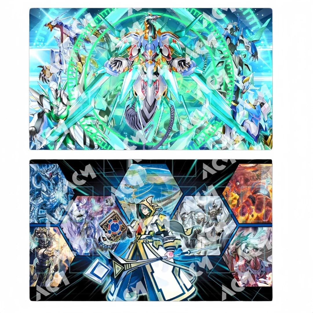 Tappetino da gioco per carte collezionabili Clear Wing Synchro Dragon 600x350mm, 1.5mm senza bordi, Aleister The Invoker, superficie lucida, per giochi di carte.