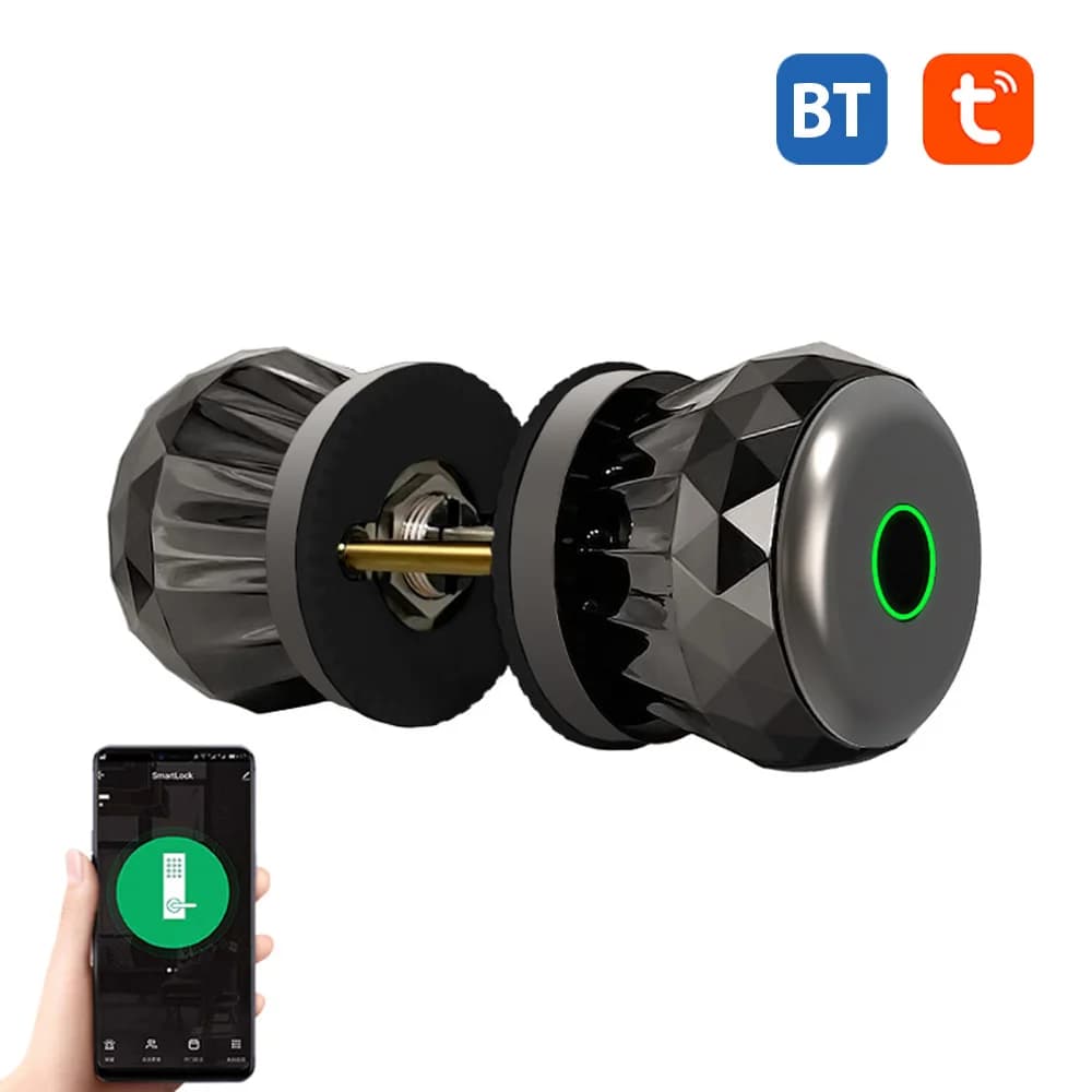 Serratura Intelligente Senza Chiave con Impronta Digitale, Maniglia per Porta con App TY, Funzionamento Remoto BT, Serratura 3-in-1 Impronta Digitale/Chiave/App