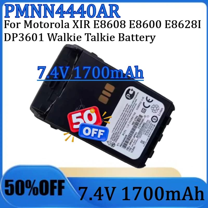 Batteria Nuova 7.4V 1700mAh PMNN4440AR agli Ioni di Litio per Walkie Talkie Motorola XIR E8608 E8600 E8628I DP3601