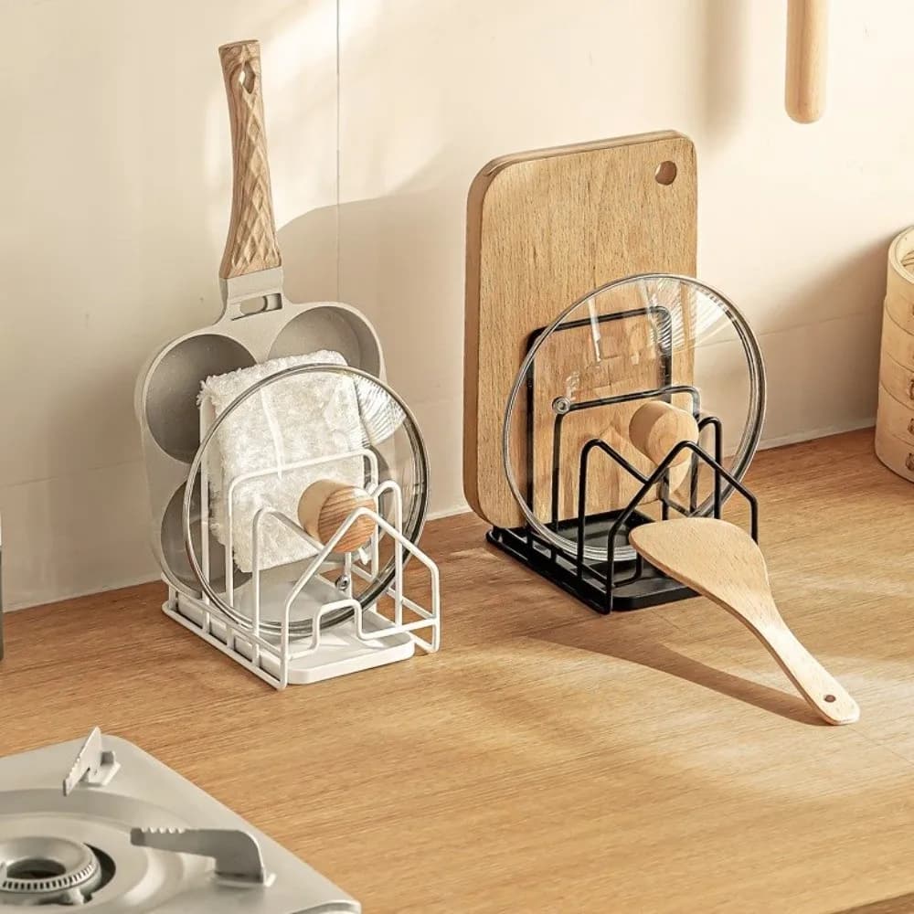 Multi Layer Pan Lid Organizer Multifunctional Hollow Design Kitchen Storage Rack Space Saving Quick Dry Cutting Board Holder