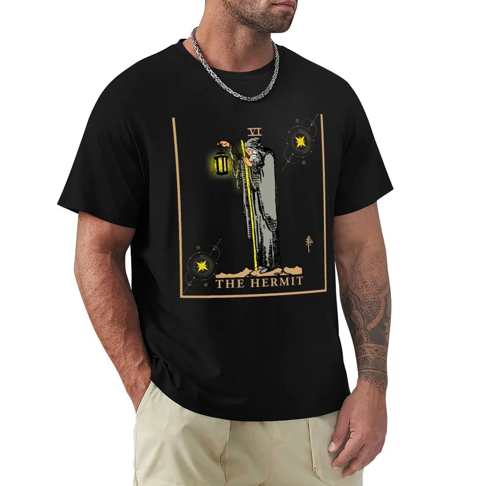La Carta dei Tarocchi dell'Ermita - Grandi Arcani - Previsione del futuro - T-shirt elegante con grafica e maniche corte