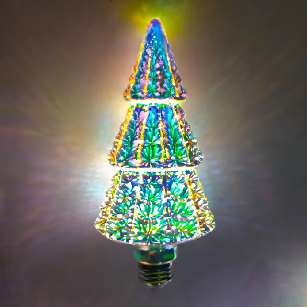 Lampadina Vintage Edison E27 4.5W Multicolore 3D Effetto Fuochi d'Artificio, Durata Fino a 30000 Ore per Decorazioni Natalizie e Festive