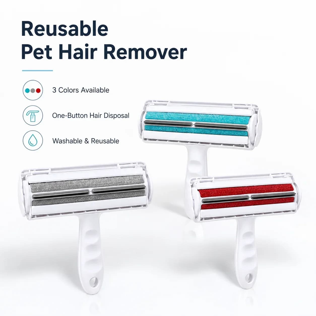 Pet Deshedding Comb, Upgraded Hair Remover for Cats Dogs, Lint Roller with One-Button Hair Release