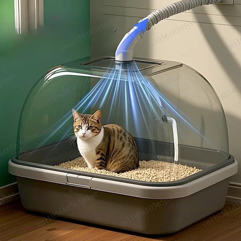 Ventilatore di scarico Completamente chiuso WC per gatti Ventilatore di scarico Deodorante per animali domestici Perline Deodorante Ventola di ventilazione Lettiera per gatti