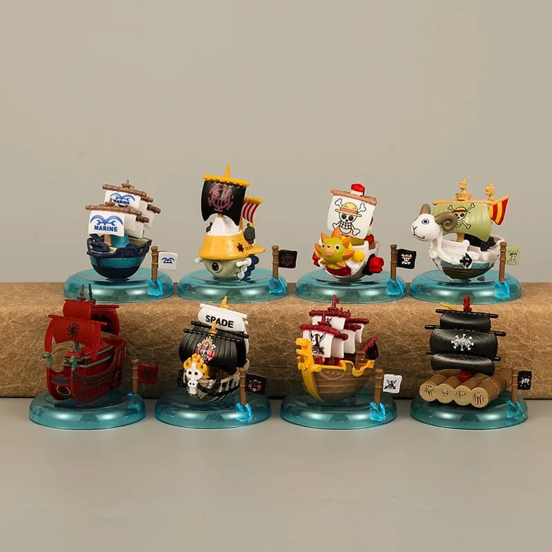 8cm 8 pz/set Anime One Piece Figure rufy Zoro Sanji Mini Pirate Ship Action Figure PVC Model Doll Collection Toy Gift Kids