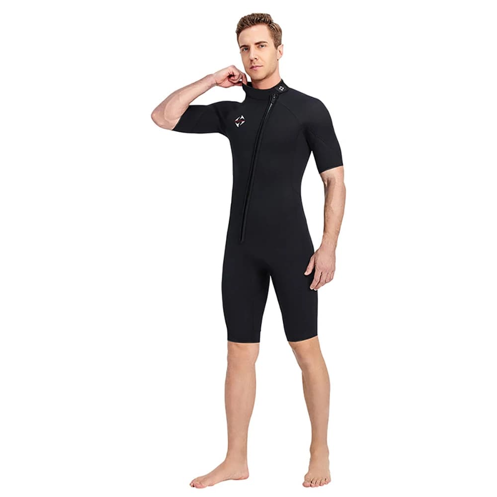 Muta da uomo 3mm Neoprene Manica corta One Piece Muta da sub primaverile Zip frontale Surf Immersioni Nuoto Snorkeling Kayak