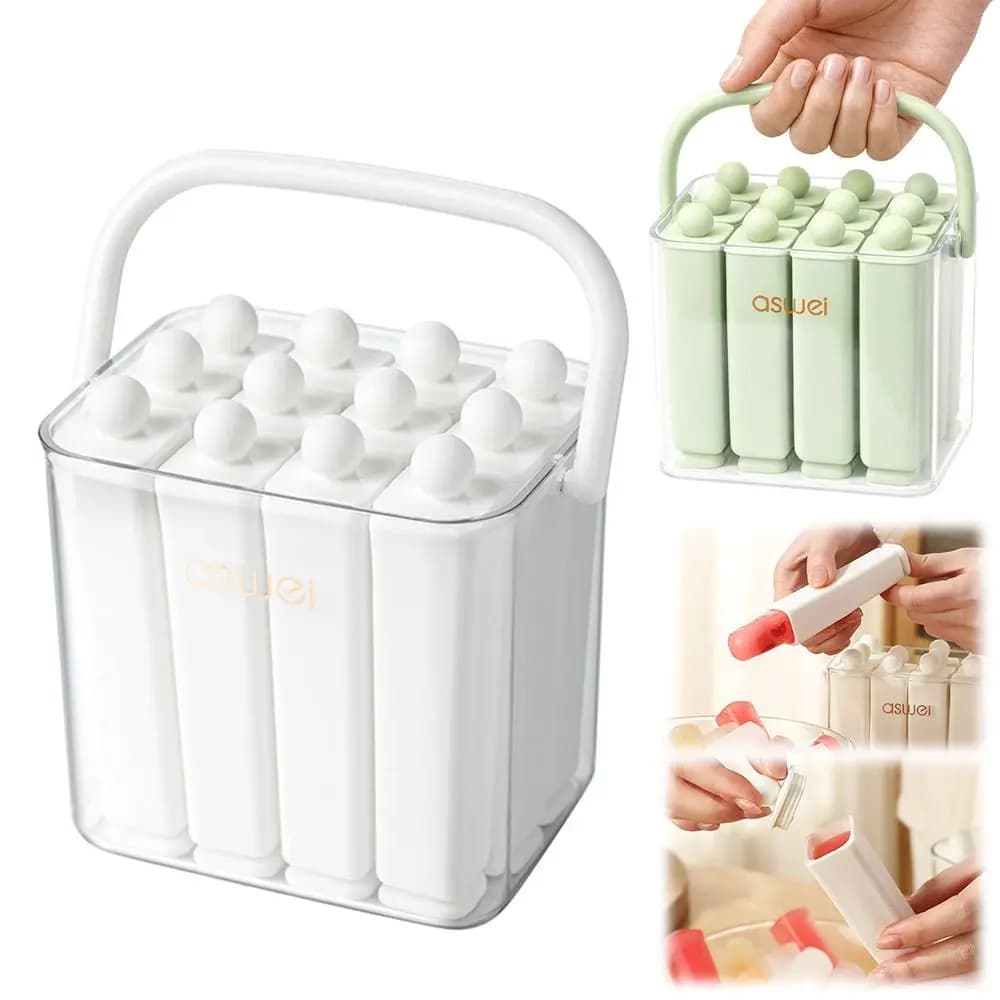 New Durable Silicone Old Popsicle Mold with Lid Portable Long Bar Ice Tray Ice Maker Mold Kitchen Tools