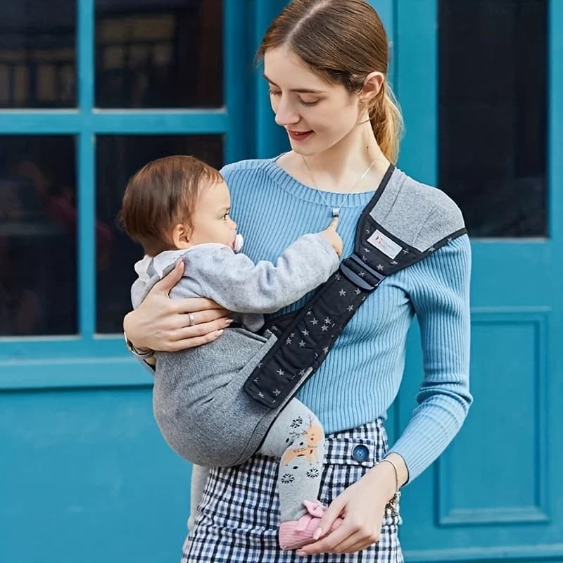 Marsupio Porta Bebè Portatile con Tracolla, Regolabile in Cotone Ergonomico, con Seduta per Neonati e Bambini