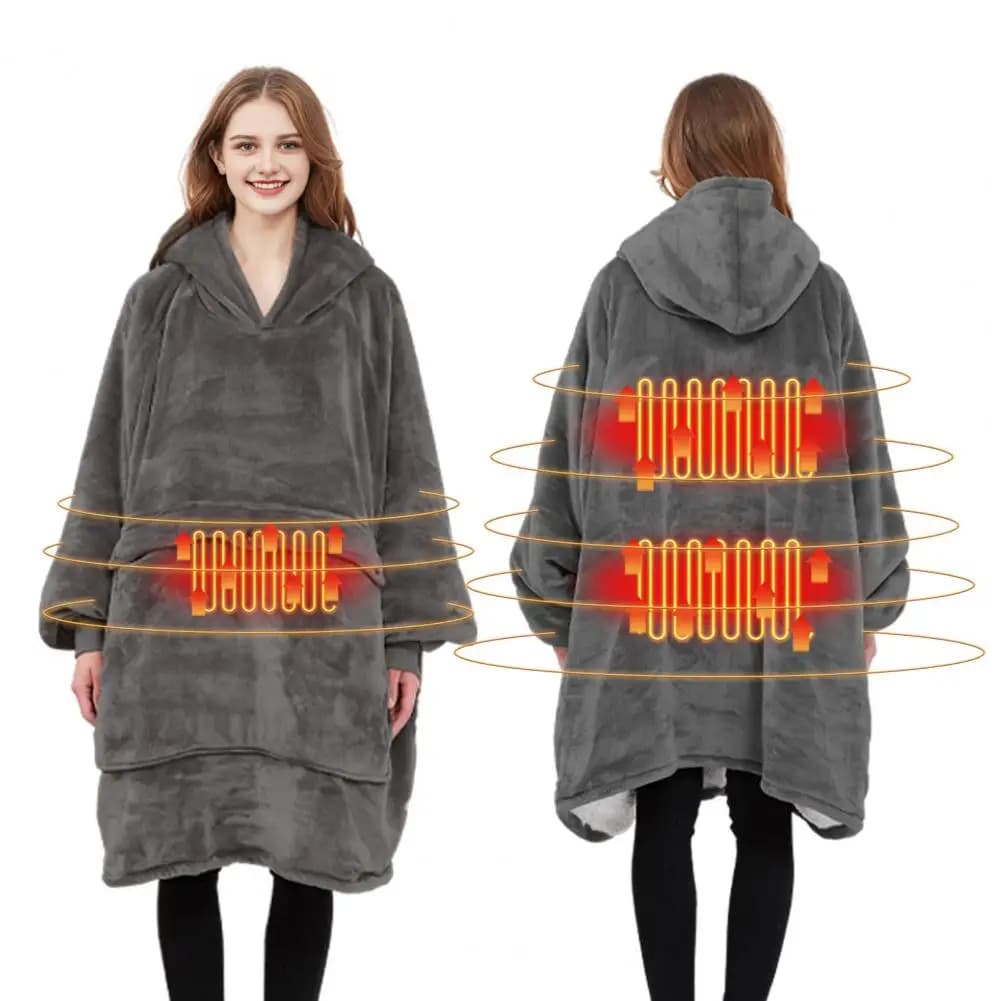 3 impostazioni di calore Coperta riscaldata indossabile Flanella Sherpa Coperta riscaldata Felpa riscaldata Donna Uomo Felpa con cappuccio avvolgente per riscaldamento elettrico