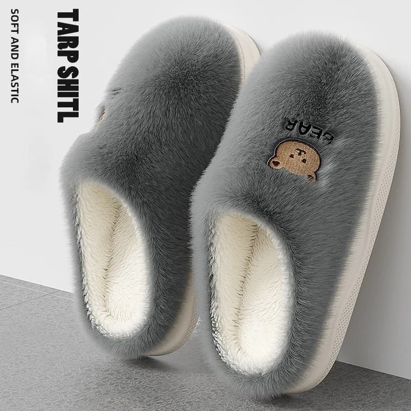 Pantofole invernali in peluche da uomo/donna - Scarpe da casa foderate in pile con stampa di cartoni animati, scivoli da casa per coppia antiscivolo per interni/esterni