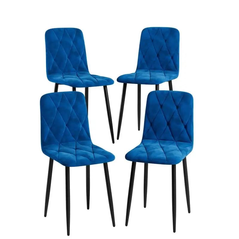 Set di 4 sedie da pranzo in velluto, sedie da cucina moderne imbottite con robuste gambe in metallo, comodi sedili imbottiti per