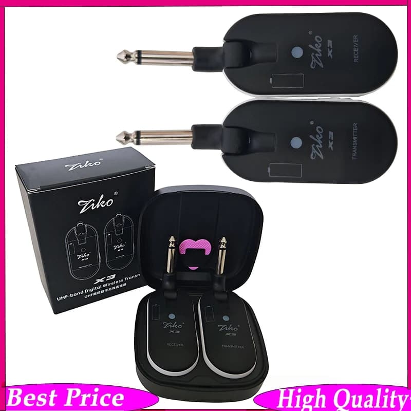 Sistema Wireless UHF X3 per Chitarra con Custodia di Ricarica – Latenza Ultra-Bassa Compatibile con Chitarra Elettrica/Acustica, Basso e Ukulele