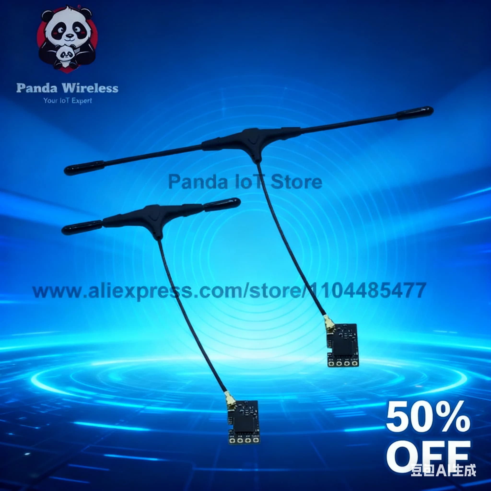 High Gain 2.4Ghz 915Mhz T Type FPV Antenna Omni 2.4G Transceiver MIMO UFL MHF4 SMA Cable for Flying Drone Remote Control