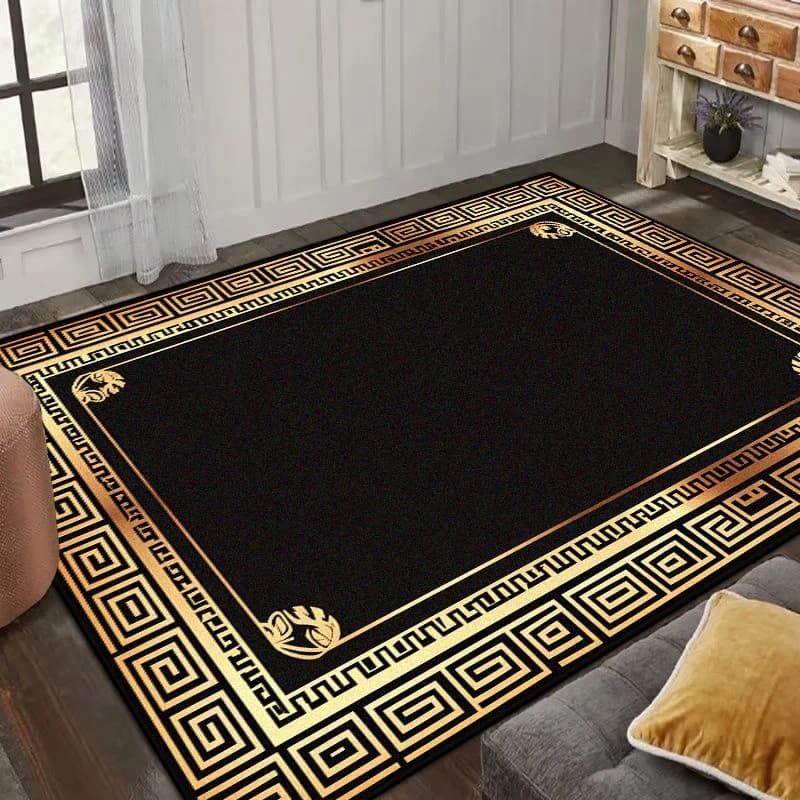 Nero Oro Soggiorno Grande Area Tappeto 200x300 cm Decorazione di Lusso Casa Tavolino Area Tappeto Camera Da Letto Studio Tappetino antiscivolo