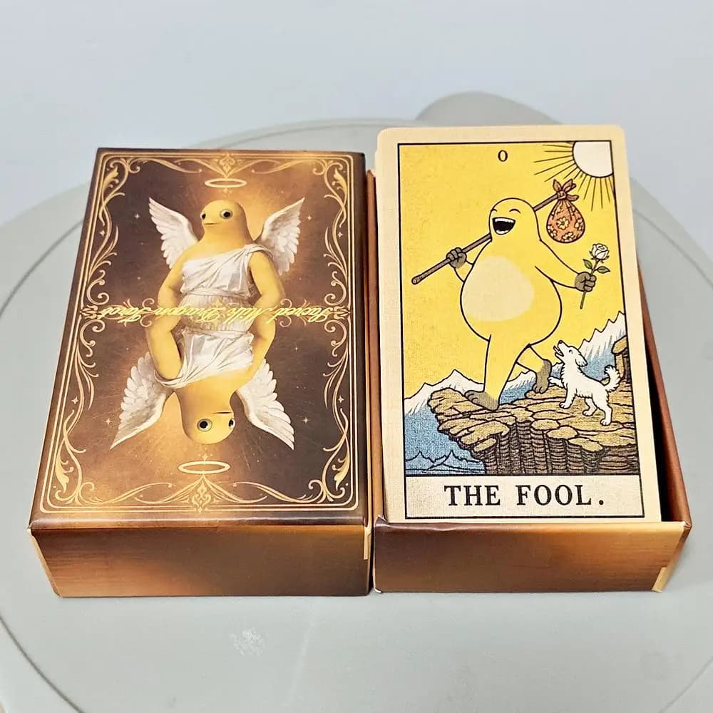 Whimsical "Sacred Milk Dragon" Tarot Deck, 78 Pcs Double-embossed Creative Humorous Illustrated Tarot Cards 12*7cm in Rigid Box