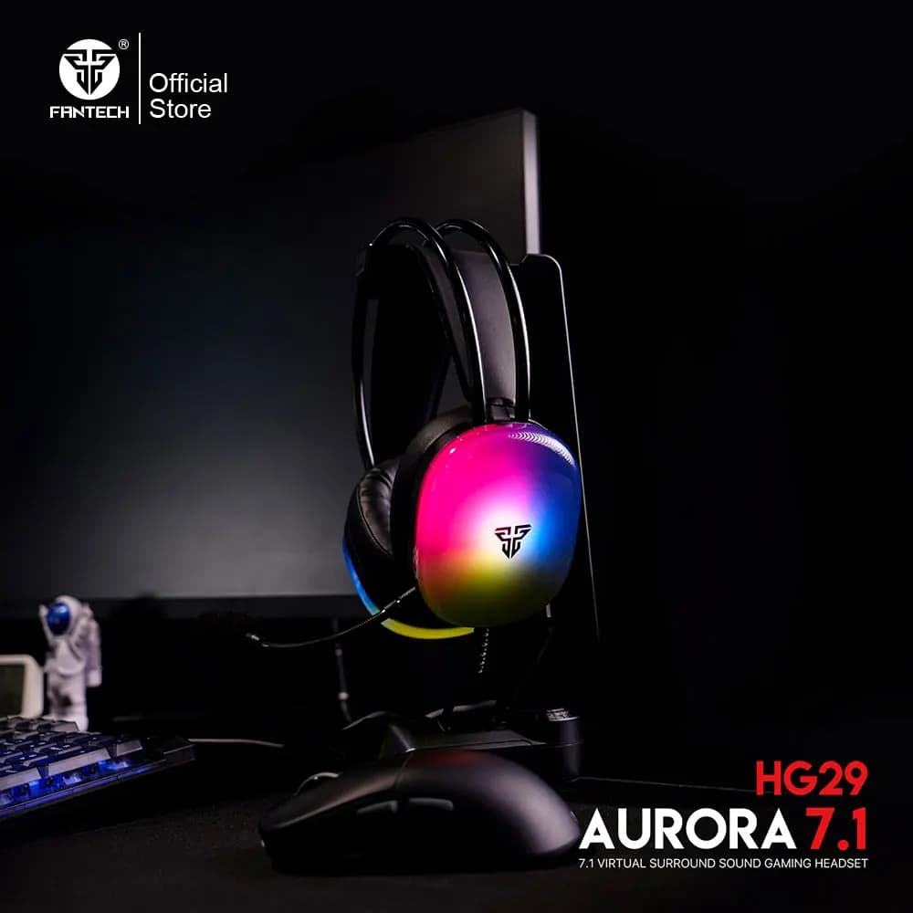 FANTECH AURORA 7.1 HG29 Wired headphones Virtual surround sound 7.1 and Sotf RGB 50MM driver headphones with PC microphone